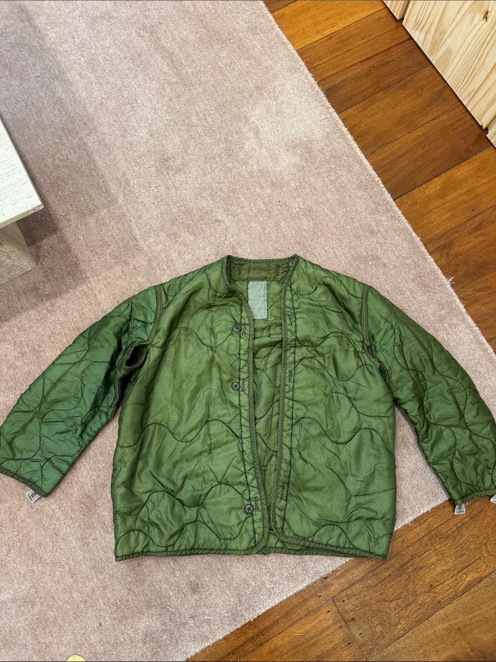 Vintage Olive Green Quilted Jacket Liner